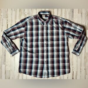 CINCH Shirt Adult 2XL Plaid Western Cowboy Rodeo Cotton Mens Burgundy